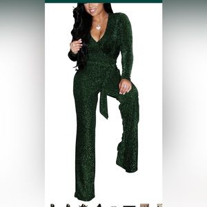 Amazon green sparkly jumpsuit.